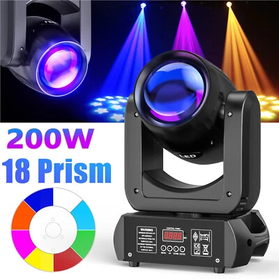 200W 18 Prisms Gobo LED Moving Head Lights Beam Stage Spot Lighting DMX DJ Disco - Image 1 of 4