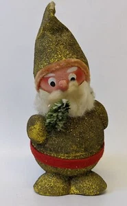 Vintage Germany Christmas Santa Nodder Paper Mache Gold Glitter CANDY CONTAINER - Picture 1 of 6