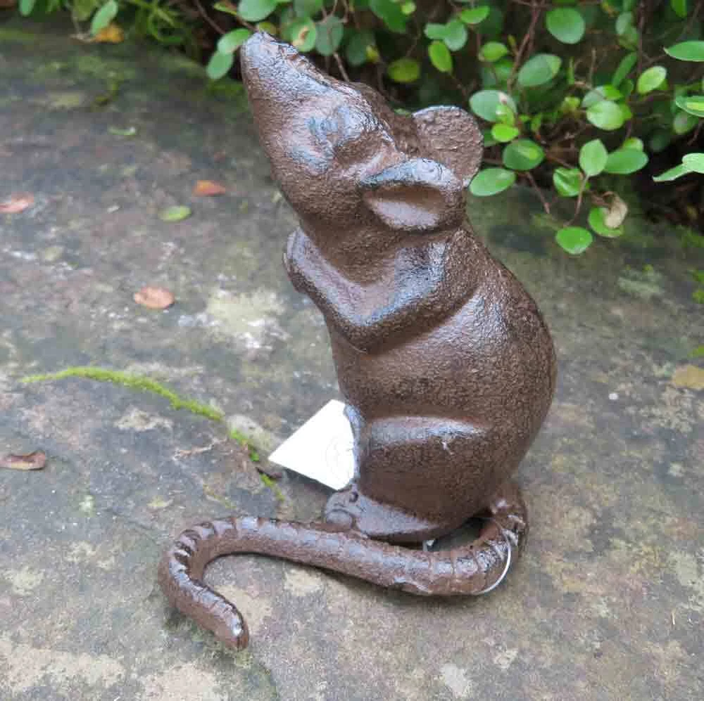 Steinguss Figur – Maus Mit Schubkarre – Frostfest & Wetterbeständig – Garten Deko