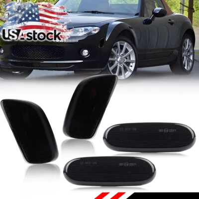 4X Smoke Front & Rear Side Marker Reflector Light For 2006-2008 MAZDA MX-5 MIATA - Image 1 of 4