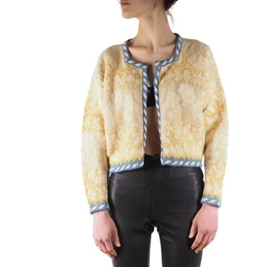 Cárdigan Suéter Vintage Para Mujer Noruego Amarillo Abierto Talla M/Mediano - Imagen 1 de 9