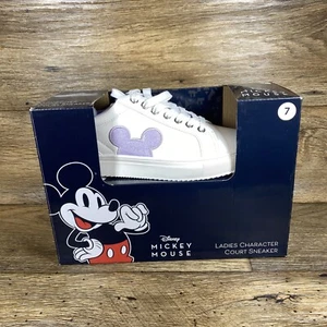 Disney Mickey Mouse Sneakers Womens 7 White Purple NEW - Picture 1 of 7
