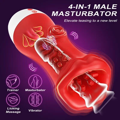 Realistic Blowjob Penis Masturbator Cup Sucking  Licking Male Stroker Sex Toys - Image 1 of 4