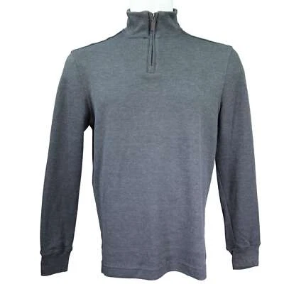 Suéter Para Hombre Gris Carbón Club Room Costilla Francesa Cuarto Cremallera, Talla Mediana Foto 1 de 4