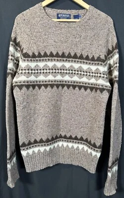 ✨Vtg Puritan Sweater Men’s Medium Wool L/S Pullover Geometric Beige Brown✨ - Image 1 of 4