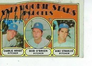 Topps #198 1972 firmado por Charlie Hough - Los Angeles Dodgers - Imagen 1 de 1