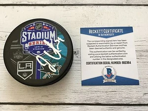 Logan Couture Signed 2015 Stadium Series SJ Sharks Hockey Puck Beckett BAS COA a - Picture 1 of 3