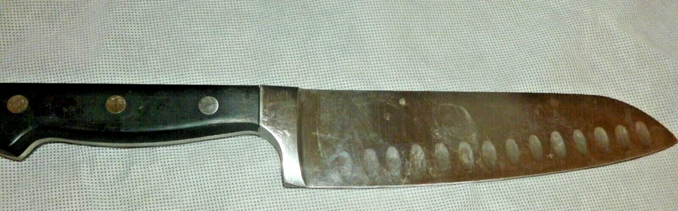 Cuchillo de chef Good Cook 7” INOX de acero inoxidable Granton Blade Santoku NEGRO Foto 1 de 3