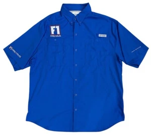 Columbia PFG Omni Shade Mens Shirt F1 Fire Arms Blue Short Sleeve Size Large - Picture 1 of 10