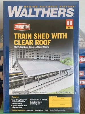 Walthers HO 933-2984 Train Shed With Clear Roof Kit Sealed - Image 1 of 4