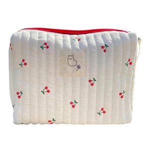 Koreanische gesteppte Kosmetiktasche, Blumenhandtaschen, Damen-Make-up-Etui (Kir - Bild 1 von 8