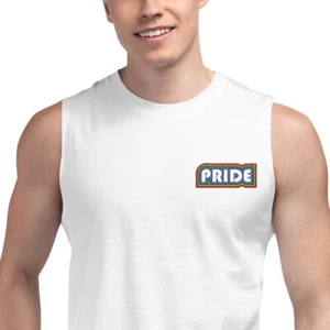 Pride Embroidered Rainbow Muscle - Picture 1 of 11