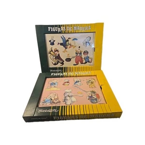 Vintage Set Of 2 Ferrandiz Wooden Jigsaw Puzzles Sealed Anri Animals Clowns Zoo - Picture 1 of 13