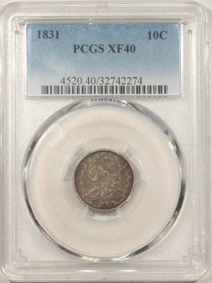 1831 CAPPED BUST DIME - PCGS XF-40, HONEST & WHOLESOME! - Image 1 of 3