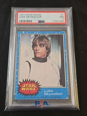 1977 Topps Star Wars Luke Skywalker #1 - PSA 7 - NM GEM Rookie RC Debut 1st Card - Image 1 of 4