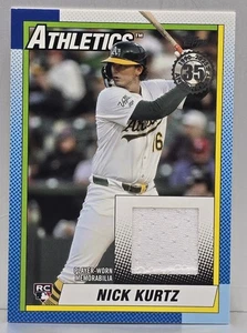 2025 Topps Update 1990 35th Anniversary Nick Kurtz RC Jersey Relic Rookie Card - Picture 1 of 2