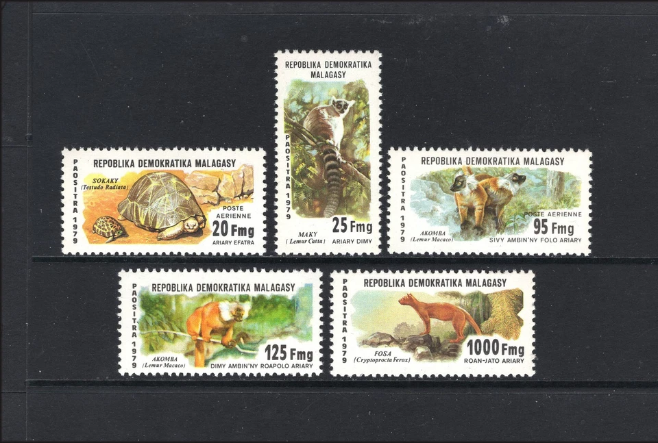 M28359 Malgache 1979 Animales Set X5 UMM Sg 409/13 Gato £15.50 Foto 1 de 1