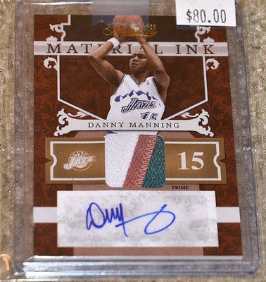 DANNY MANNING RARE 1/1 2010 MATERIAL INK JERSEY PATCH & AUTOGRAPHED #03/10 SSP - Image 1 of 2