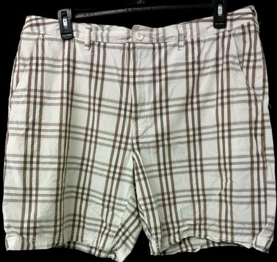 Croft & Barrow 40 Pantalones Cortos Blanco Marrón Cuadros Cosido Ribete Multi Bolsillos Foto 1 de 4