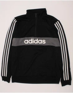 ADIDAS Boys Graphic Sweatshirt Jumper 15-16 Years Black Colourblock CT08 - Picture 1 of 3