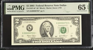 2003 $2 Star Notes with Low S/N Matching Serial 00000703⭐️ only 16k printed - Picture 1 of 4