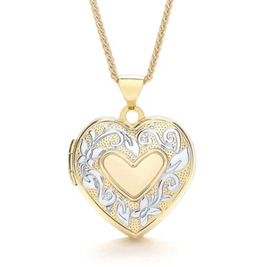 Gold Family Heart Locket Four Photograph 18" Chain Hallmarked British Made - Picture 1 of 1