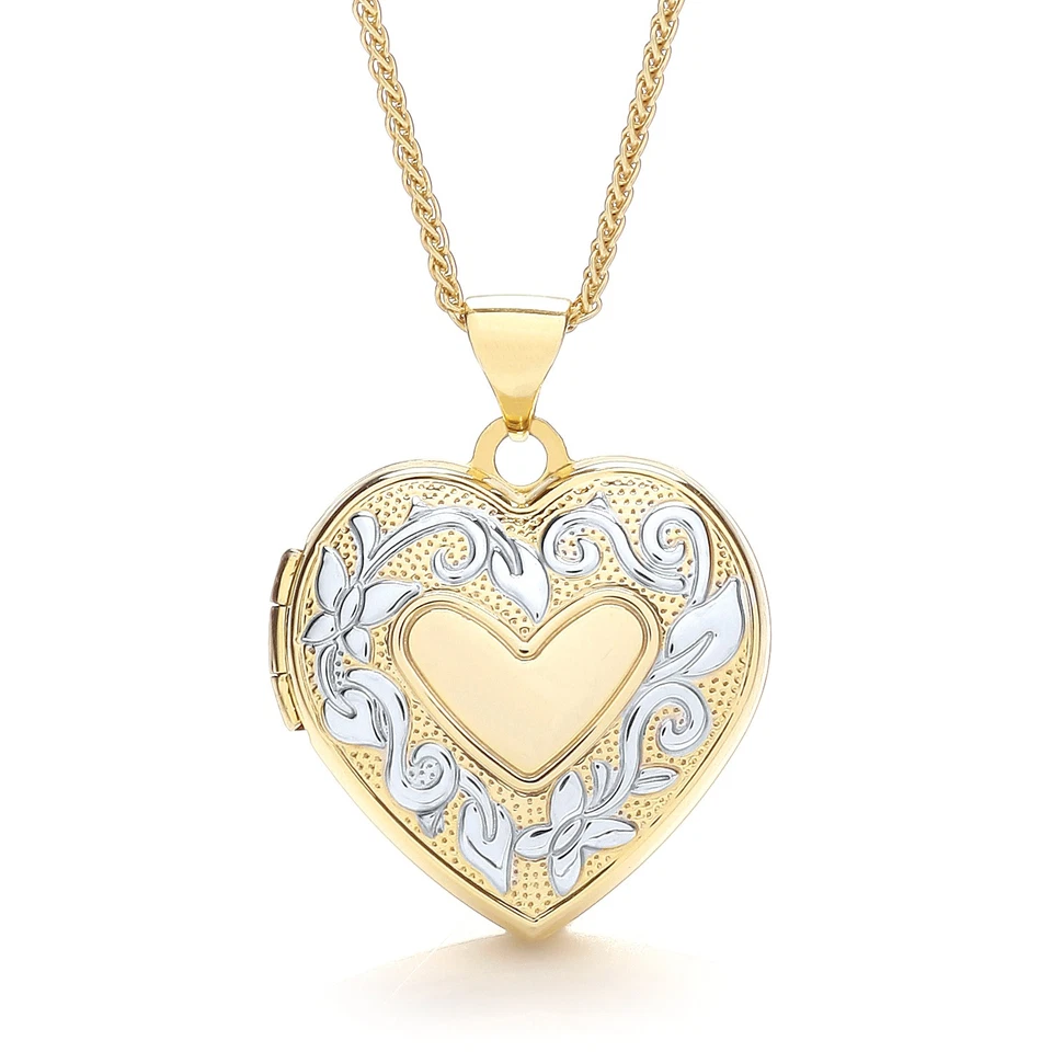 Gold Family Heart Locket Four Photograph 18" Chain Hallmarked British Made - Image 1 of 1