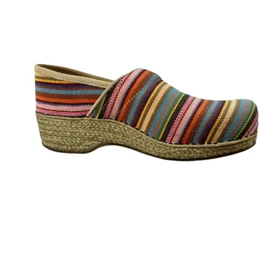 Dansko Vegano Lona Multicolor Rayas Zueco Zapato Alpargata Talla 40 / EE. UU. 9,5 Foto 1 de 4