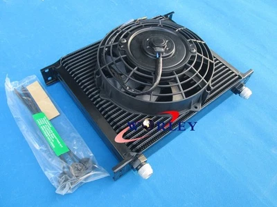 Enfriador de aceite universal de aleación para transmisión de motor de 30 filas + ventilador eléctrico de 7"" de 7 pulgadas Foto 1 de 4