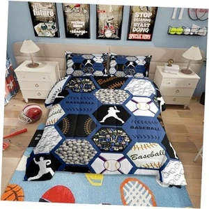 Baseball Bed Set for Boys,Baseball Player Comforter for Twin Baseball 03 - Picture 1 of 8