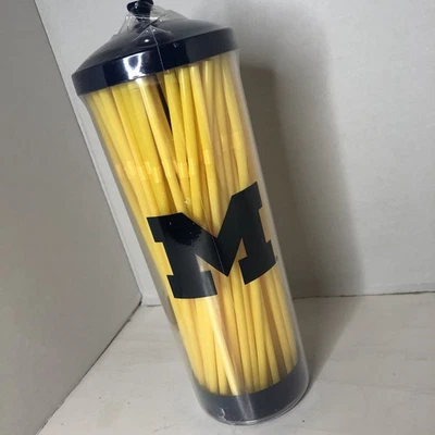 Michigan University Wolverines 100 quilates Pajitas de plástico con vajilla dispensadora Foto 1 de 4