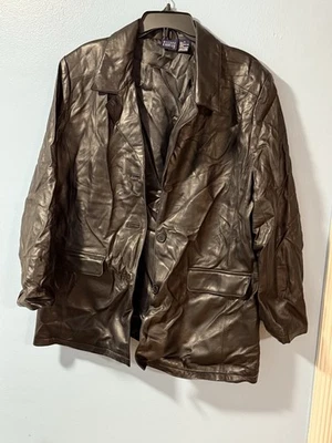 Chaqueta de cuero suave negra para mujer - Hillard and Hansen XL Foto 1 de 4