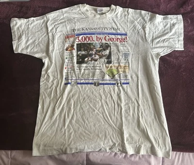 Редкая винтажная коллекционная рубашка 1992 George Brett 3000 Hits Kansas City Royals MLB - Изображение 1 из 4