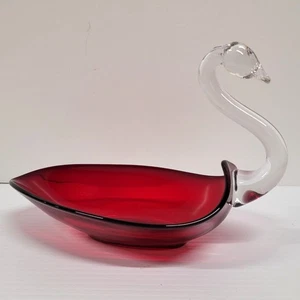 Plato de baratija de caramelo de vidrio vikingo Duncan Miller vintage de 8"" vacaciones - Imagen 1 de 7