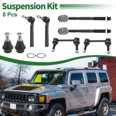 8 Pcs Front Suspension Kit Front Tie Rod Ends Front Sway Bar Link for Hummer H3 - Image 1 of 4