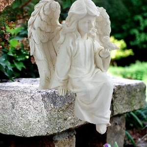 Angel Statue Garden Statuary Mini Adorable Hand Carved Angel Resin Figurine - Picture 1 of 7
