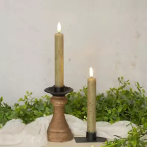 Primitive Country 7" 3D Flame 2 pz candela verde sfarfallio timer 6 ore - Foto 1 di 4