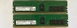 Micron 32GB ECC Server RAM Kit (2X16GB) 2RX8 DDR4-23400R 2933Y-RE2-12 RDIMM - Picture 1 of 3