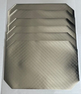 Vintage Art Deco Regency Silver Vinyl Placemats Diamond Pattern Set of 6 - Image 1 of 4