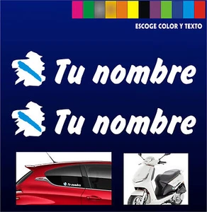 X2 PEGATINAS Bandera de Galicia + Nombre - PERSONALIZABLE -MOTO - COCHE - VINILO - Picture 1 of 14