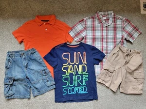 Lot of 5 Boys Gymboree Crazy 8 Summer Polo Denim Khaki Shorts Plaid Shirt 7-8 - Picture 1 of 4