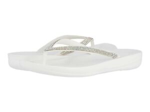 Women's Shoes FitFlop iQUSHION SPARKLE Flip Flop Thong Sandals R08-194 WHITE