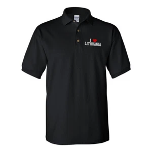 Polo Shirts for Men I Love Lithuania Cotton Short Sleeves Golf Tees - Picture 1 of 11