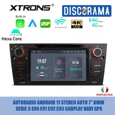 AUTORADIO ANDROID 11 STEREO AUTO 7" BMW SERIE 3 E90 E91 E92 E93 CARPLAY 4/64GB - Immagine 1 di 4