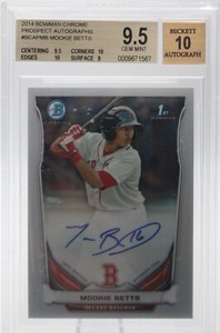 2014 BOMAN CHROME PROSPECT MOOKIE BETTS RC ROOKIE CARD GEM MINT BGS 9.5 AUTO 10