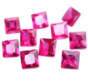 10 Pc Natural Red Ruby Loose Gemstone Certify Princess Cut Gemstone 6x6x3 mm Lot - Picture 1 of 7