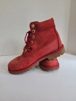 Timberland Niños 6" Premium Botas Impermeables Rojo/Dorado Talla 7 Hombres 7 Mujeres 8 8.5 Foto 1 de 4