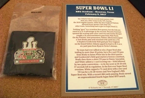 Super Bowl 51 Patriots Falcons pin Willabee & Ward & card NFL W&W FREE SHIP - Picture 1 of 15
