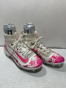 RARE 2016 Nike Men 9.5 Alpha Huarache 2K Filth Mid Metal Baseball Cleats Pink - Picture 1 of 10