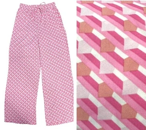Entro Pull On Pants Wide Leg Pink Geometric Print Elastic Waist Size S NWT - Picture 1 of 18